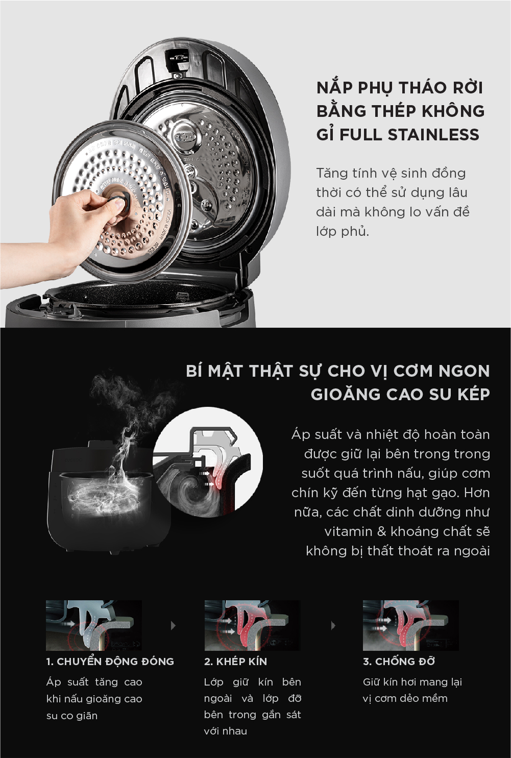 Nồi cơm điện tử áp suất kép Cuckoo CRP-ST1010FG 1.8L 