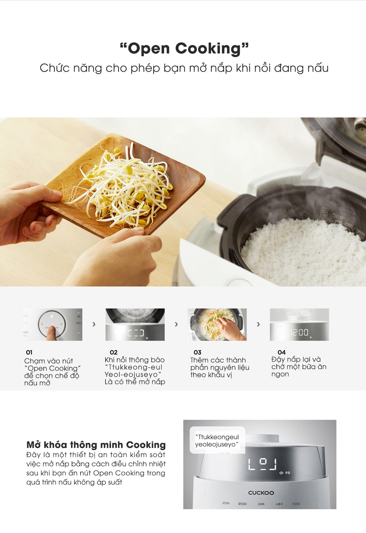 Nồi cao tần áp suất kép Cuckoo CRP-LHLR0610FW Nồi cơm điện tách đường