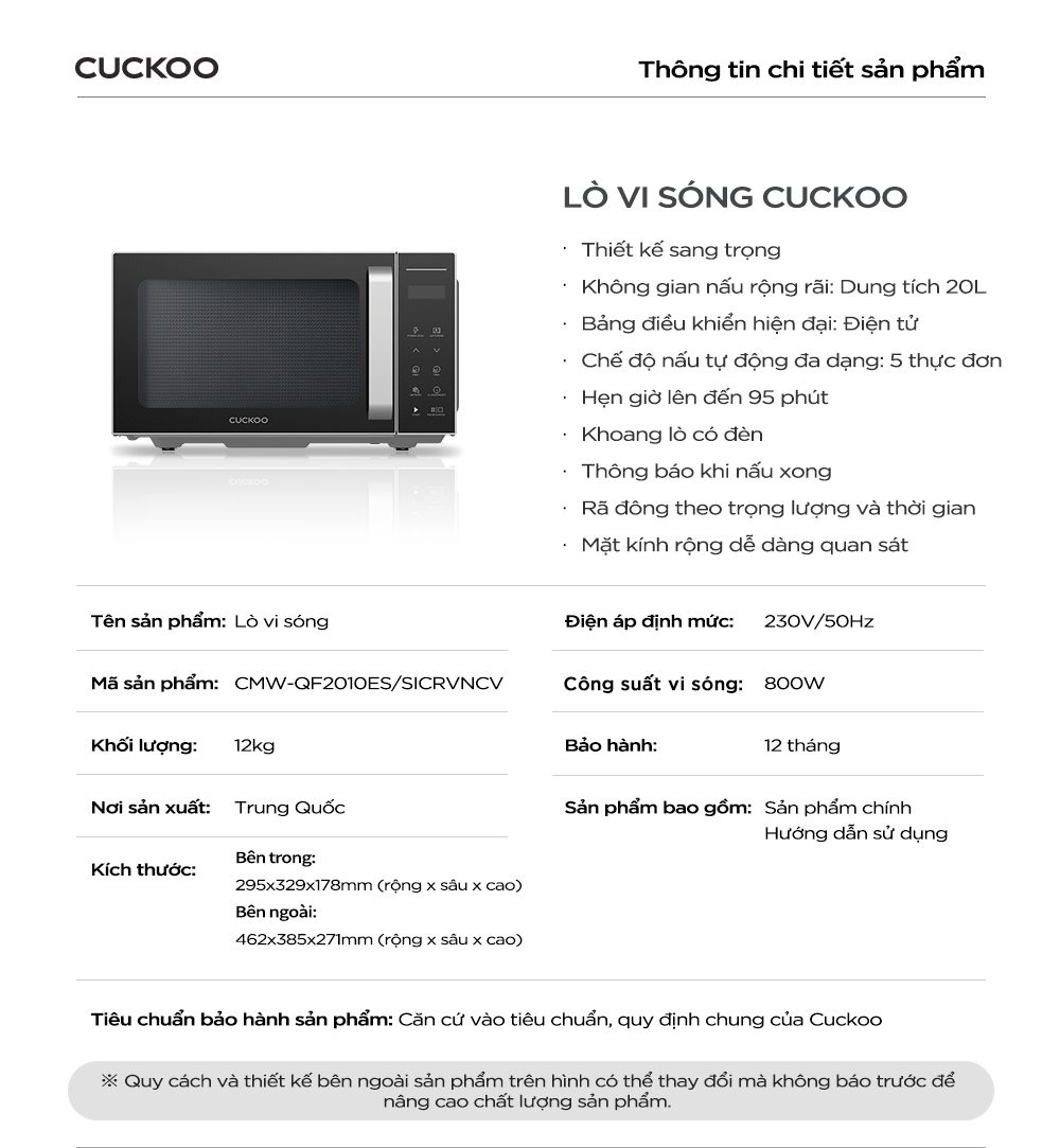 Lò vi sóng Cuckoo CMW-QF2010ES